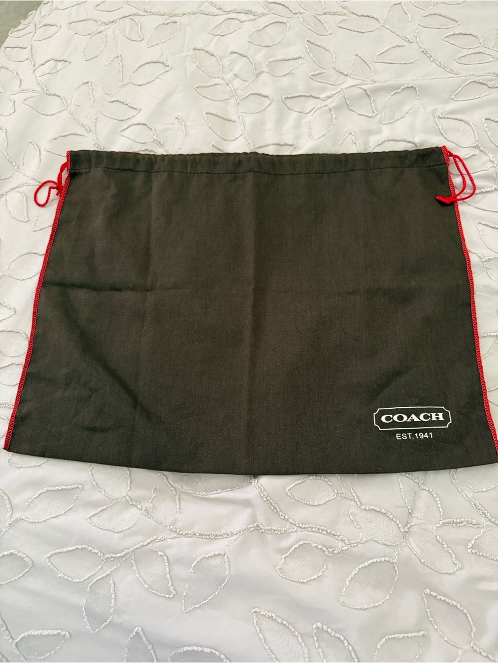 Coach Brown Drawstring Medium Dust Bag with Red Trim